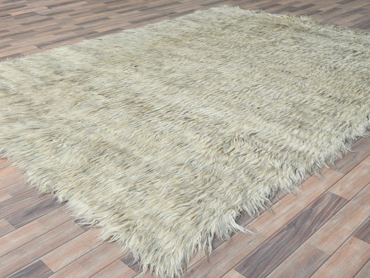 7'7" x 9'10" New Hand Knotted Grey Wool Rectangle Oriental Rug - MOA10282661