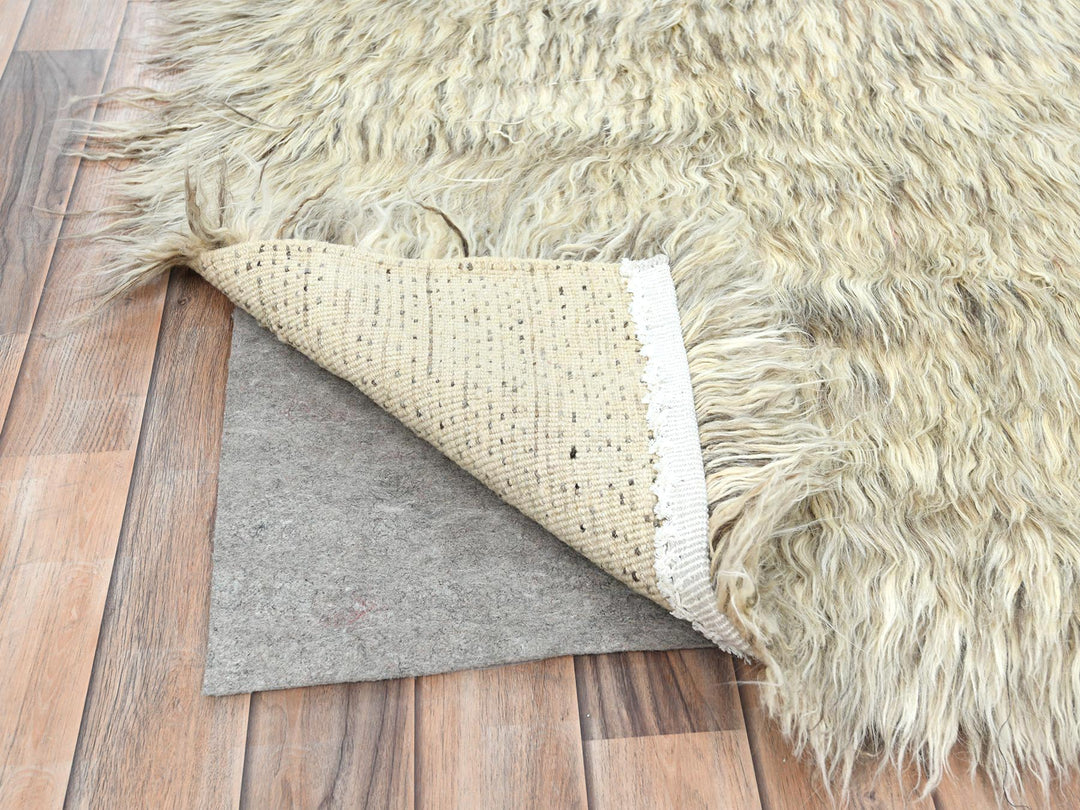 7'7" x 9'10" New Hand Knotted Grey Wool Rectangle Oriental Rug - MOA10282661