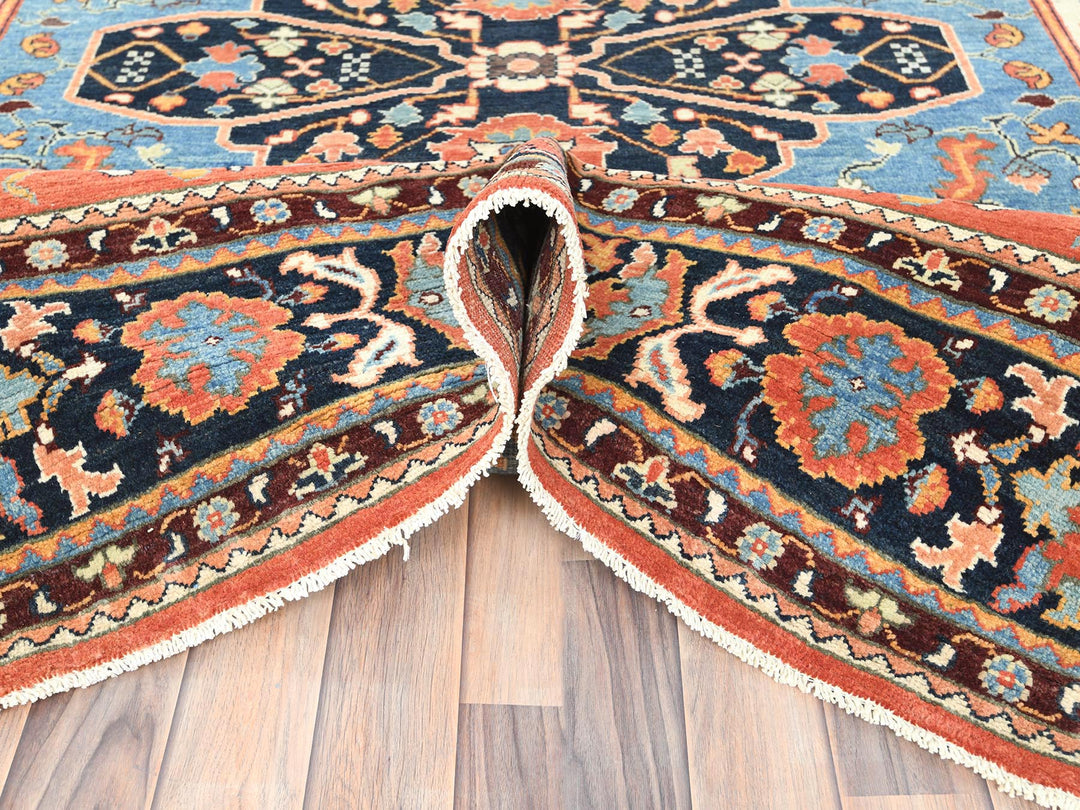 8'0" x 9'6" New Hand Knotted Orange Wool Rectangle Oriental Rug - MOA10282676