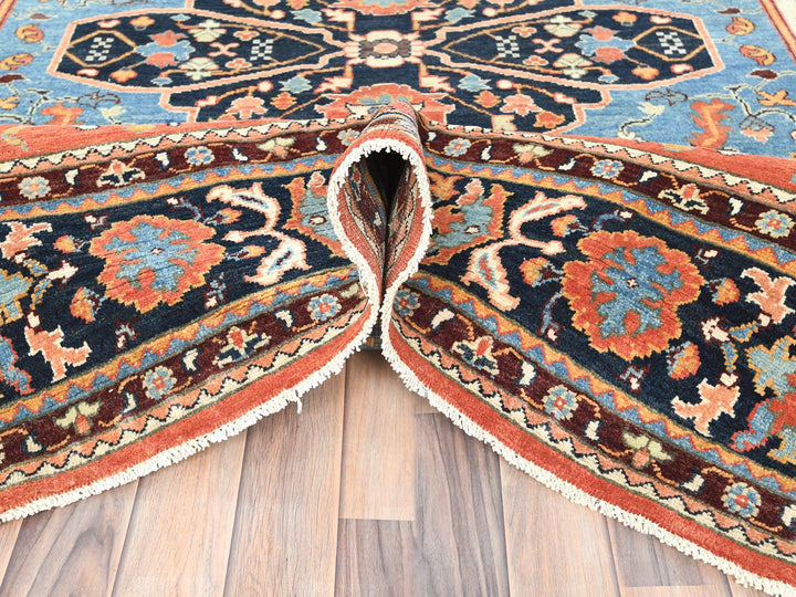 8'0" x 9'6" New Hand Knotted Orange Wool Rectangle Oriental Rug - MOA10282676