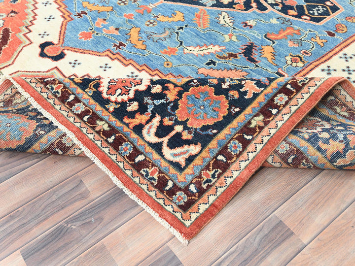 8'0" x 9'6" New Hand Knotted Orange Wool Rectangle Oriental Rug - MOA10282676