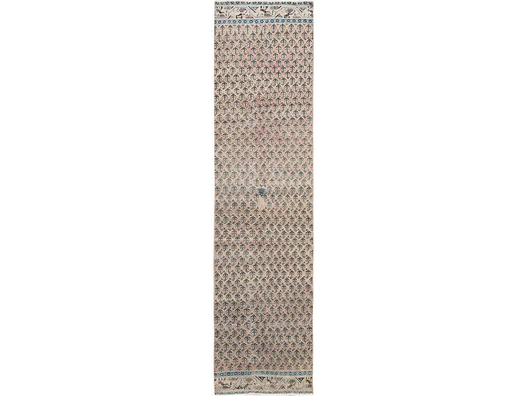 2'4" x 10'1" Vintage Hand Knotted Pink Wool Runner Oriental Rug - MOA102826