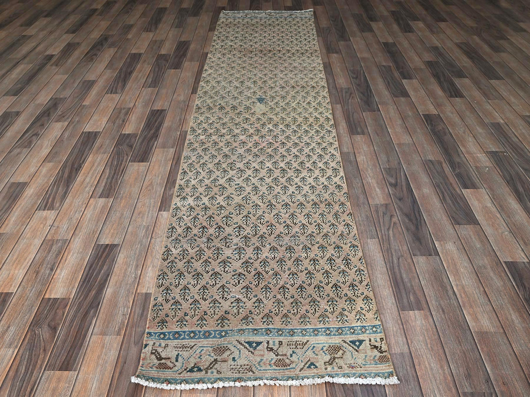 2'4" x 10'1" Vintage Hand Knotted Pink Wool Runner Oriental Rug - MOA102826