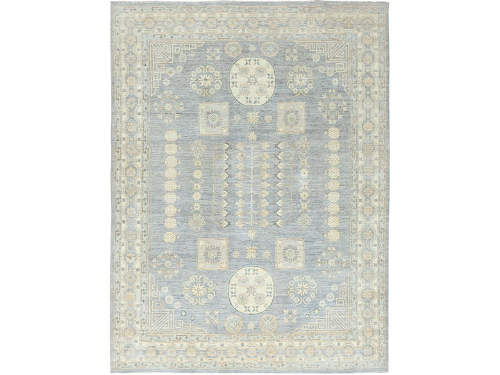9'1" x 12'0" New Hand Knotted Grey Wool Rectangle Oriental Rug - MOA10282702
