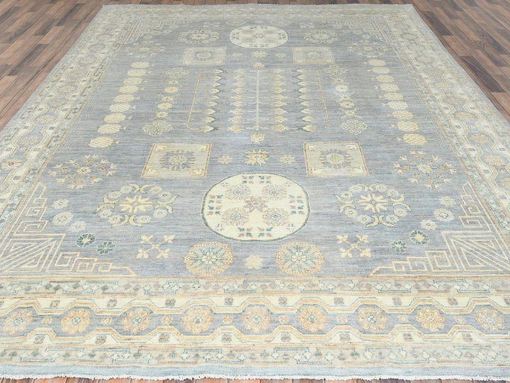 9'1" x 12'0" New Hand Knotted Grey Wool Rectangle Oriental Rug - MOA10282702
