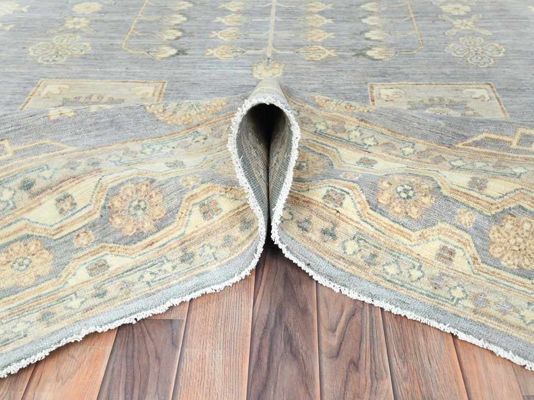 9'1" x 12'0" New Hand Knotted Grey Wool Rectangle Oriental Rug - MOA10282702