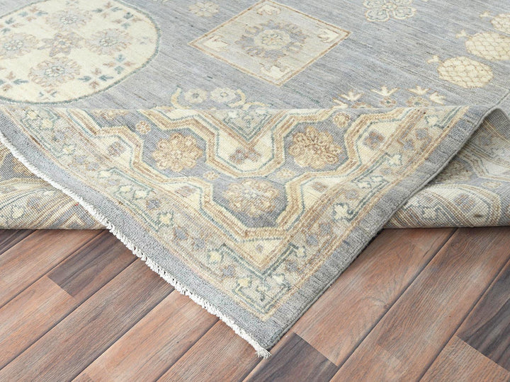9'1" x 12'0" New Hand Knotted Grey Wool Rectangle Oriental Rug - MOA10282702
