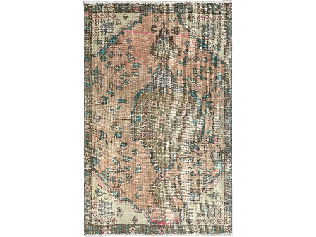 3'0" x 4'5" Vintage Hand Knotted Brown Wool Rectangle Oriental Rug - MOA10282788