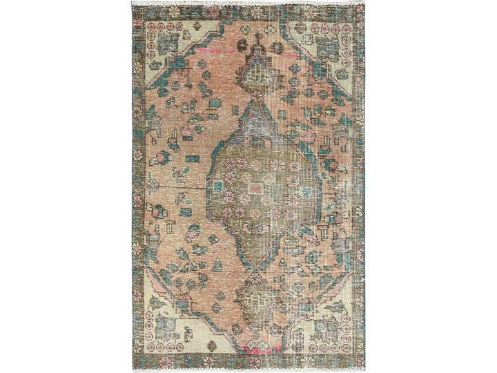3'0" x 4'5" Vintage Hand Knotted Brown Wool Rectangle Oriental Rug - MOA10282788