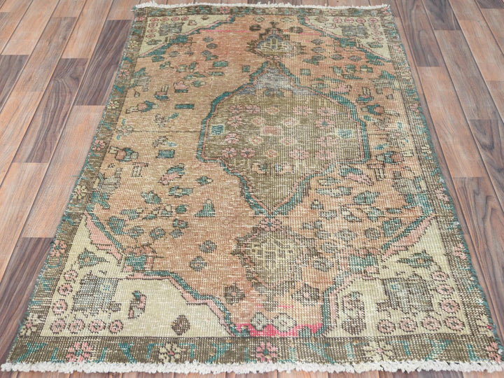 3'0" x 4'5" Vintage Hand Knotted Brown Wool Rectangle Oriental Rug - MOA10282788