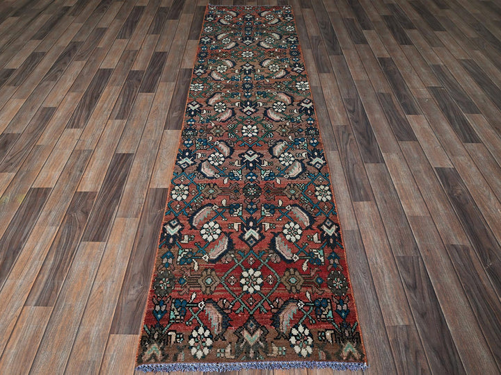 2'2" x 8'7" Vintage Hand Knotted Red Wool Runner Oriental Rug - MOA102827