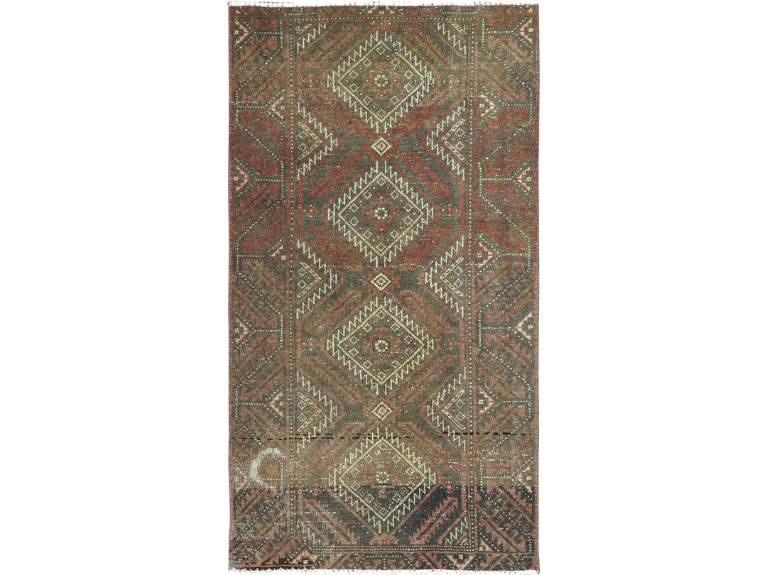 3'0" x 5'5" Vintage Hand Knotted Brown Wool Rectangle Oriental Rug - MOA10282806
