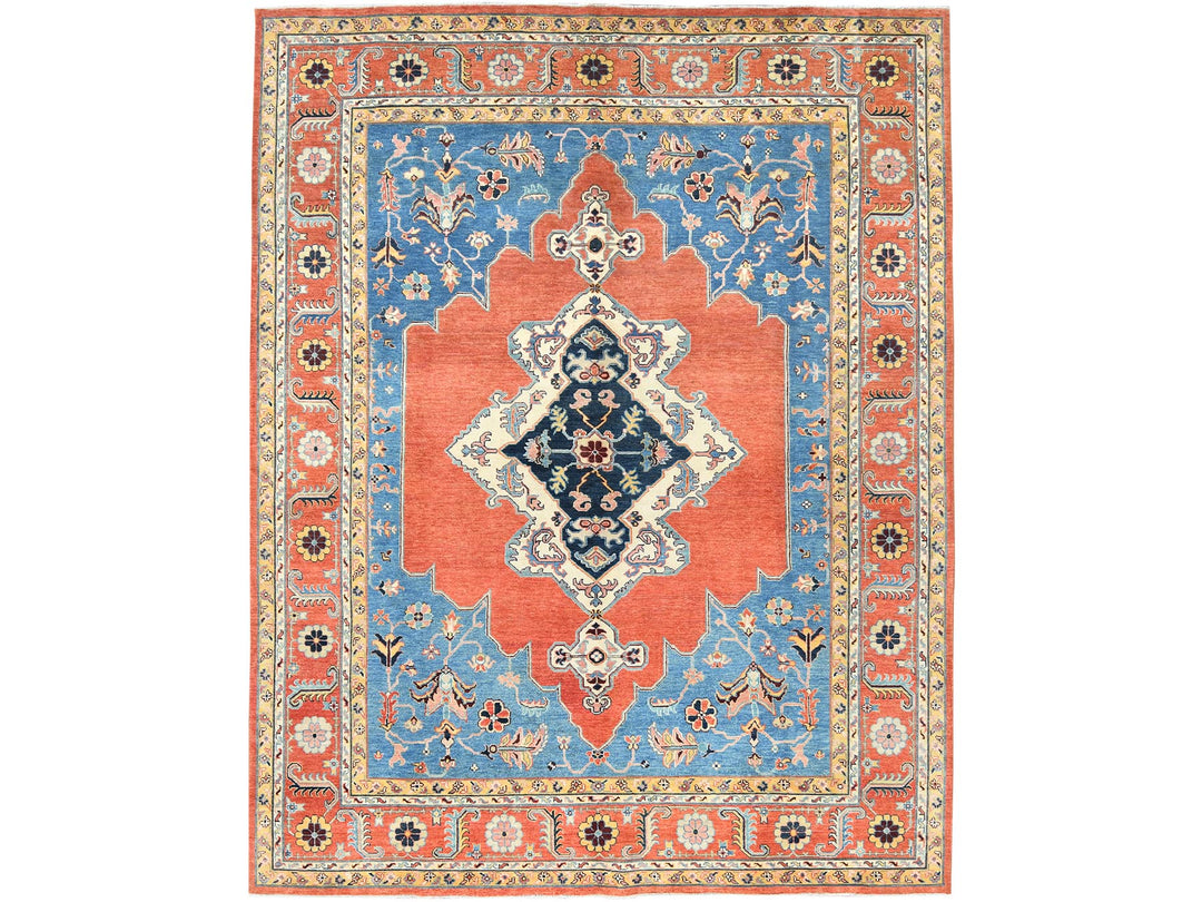 9'1" x 11'8" New Hand Knotted Blue Wool Rectangle Oriental Rug - MOA10282824