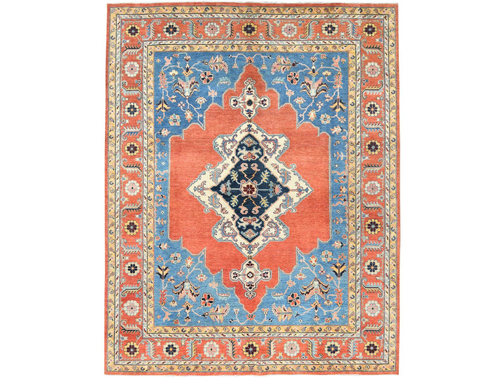 9'1" x 11'8" New Hand Knotted Blue Wool Rectangle Oriental Rug - MOA10282824