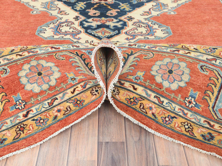 9'1" x 11'8" New Hand Knotted Blue Wool Rectangle Oriental Rug - MOA10282824