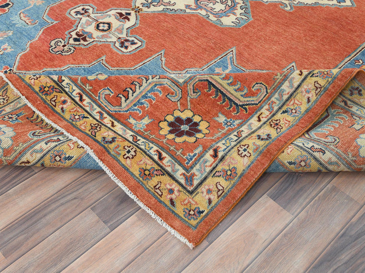 9'1" x 11'8" New Hand Knotted Blue Wool Rectangle Oriental Rug - MOA10282824