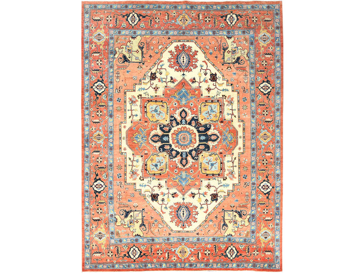 8'9" x 11'8" New Hand Knotted Orange Wool Rectangle Oriental Rug - MOA10282876