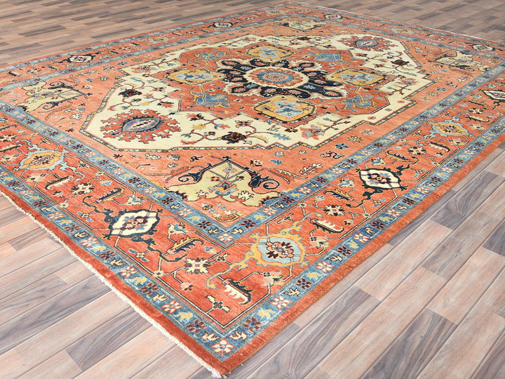 8'9" x 11'8" New Hand Knotted Orange Wool Rectangle Oriental Rug - MOA10282876