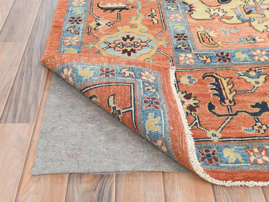 8'9" x 11'8" New Hand Knotted Orange Wool Rectangle Oriental Rug - MOA10282876