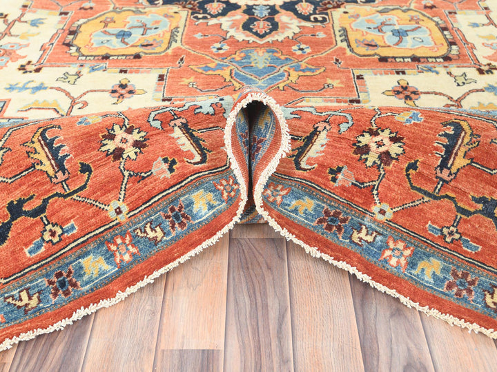 8'9" x 11'8" New Hand Knotted Orange Wool Rectangle Oriental Rug - MOA10282876