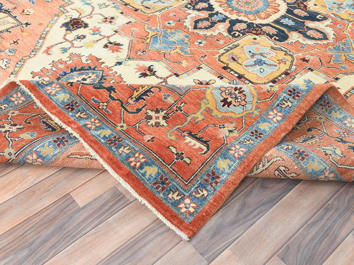 8'9" x 11'8" New Hand Knotted Orange Wool Rectangle Oriental Rug - MOA10282876