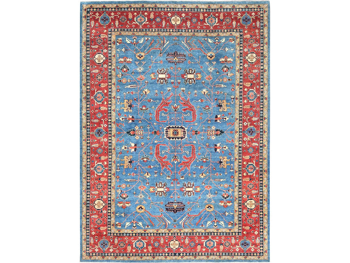 9'10" x 13'6" New Hand Knotted Blue Wool Rectangle Oriental Rug - MOA10282879