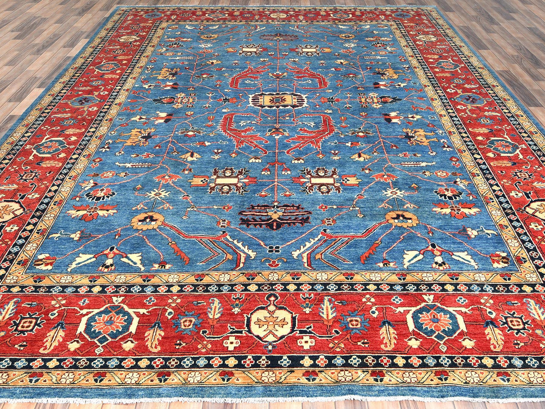 9'10" x 13'6" New Hand Knotted Blue Wool Rectangle Oriental Rug - MOA10282879