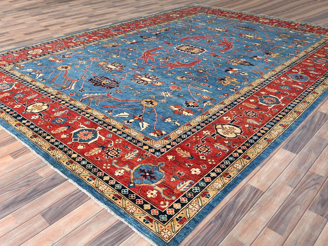9'10" x 13'6" New Hand Knotted Blue Wool Rectangle Oriental Rug - MOA10282879