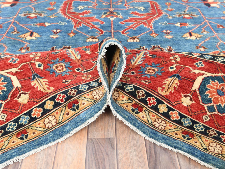 9'10" x 13'6" New Hand Knotted Blue Wool Rectangle Oriental Rug - MOA10282879
