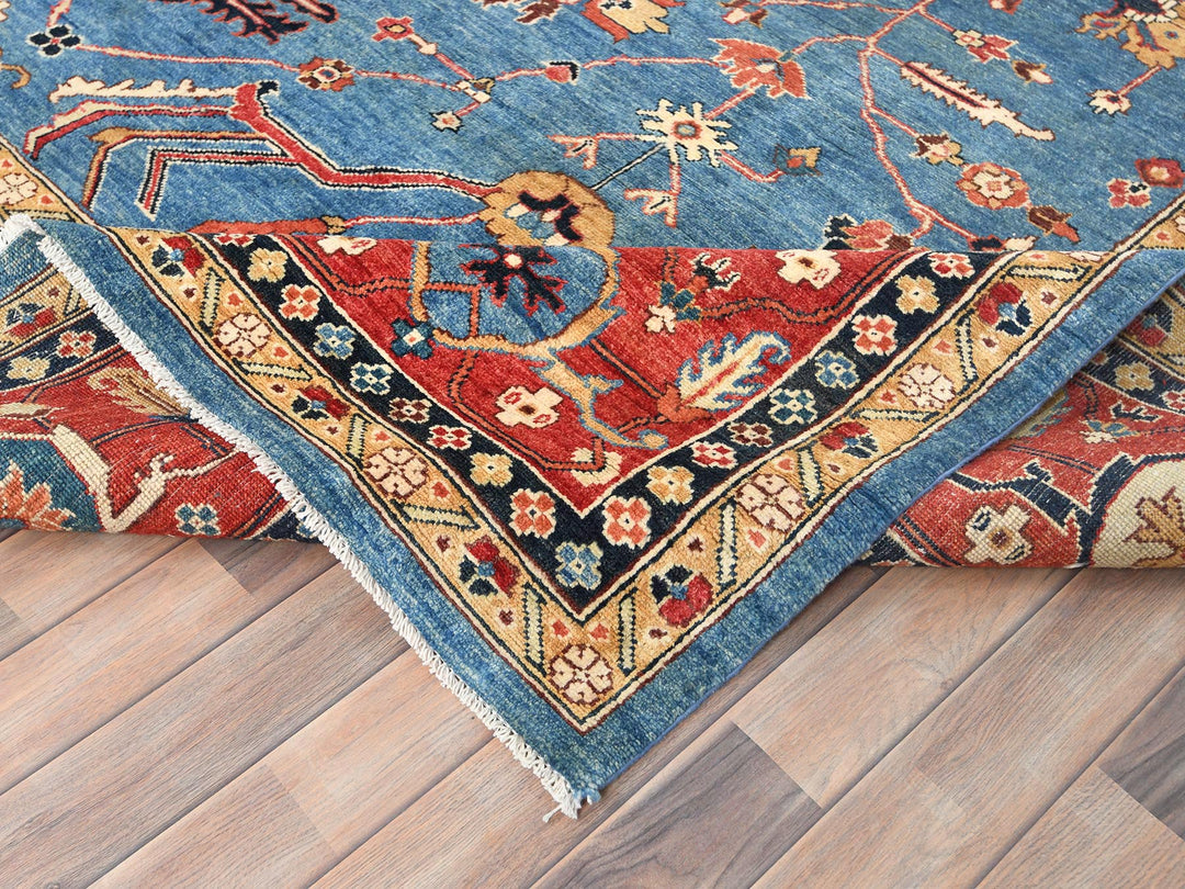 9'10" x 13'6" New Hand Knotted Blue Wool Rectangle Oriental Rug - MOA10282879