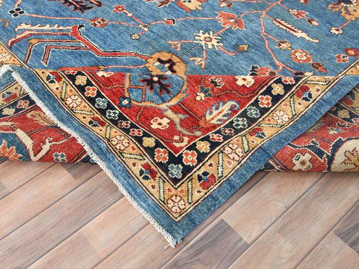 9'10" x 13'6" New Hand Knotted Blue Wool Rectangle Oriental Rug - MOA10282879