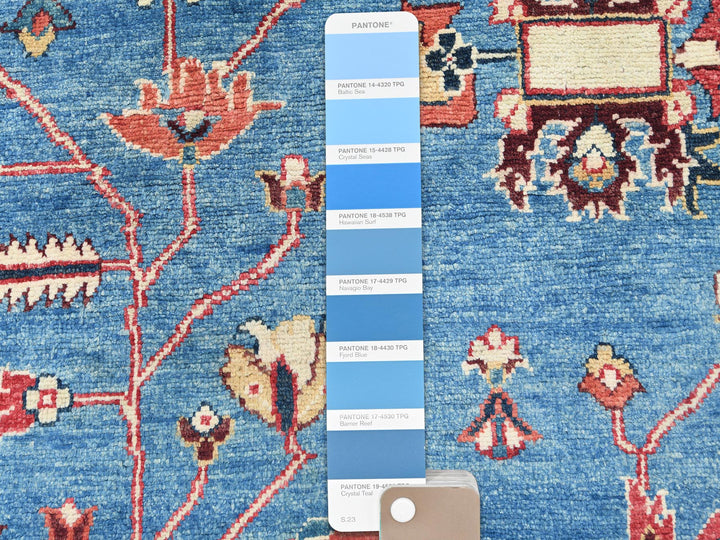 9'10" x 13'6" New Hand Knotted Blue Wool Rectangle Oriental Rug - MOA10282879
