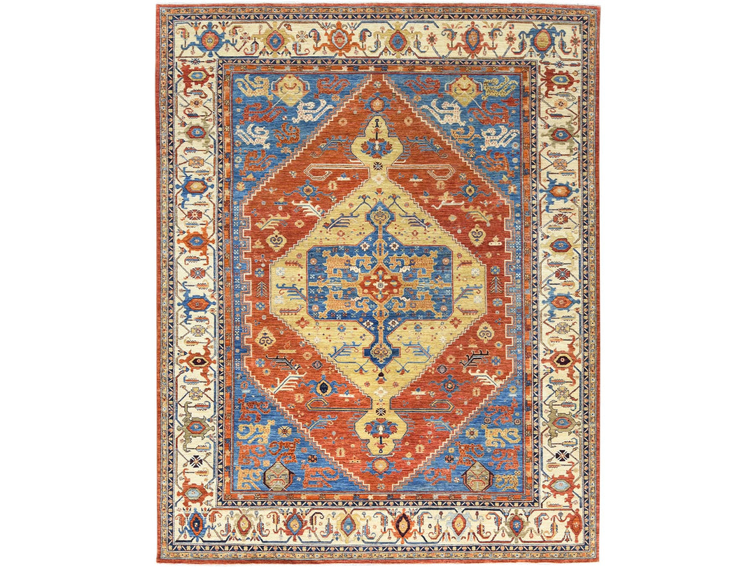 9'0" x 11'9" New Hand Knotted Blue Wool Rectangle Oriental Rug - MOA10282880