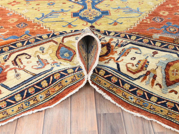 9'0" x 11'9" New Hand Knotted Blue Wool Rectangle Oriental Rug - MOA10282880