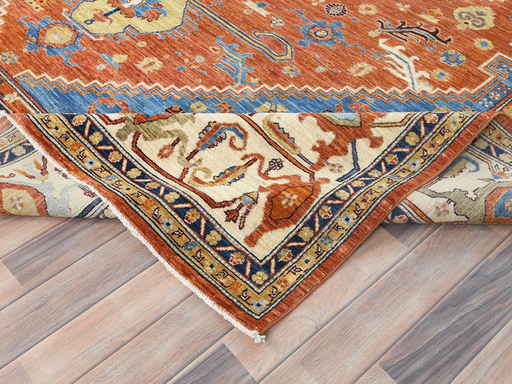 9'0" x 11'9" New Hand Knotted Blue Wool Rectangle Oriental Rug - MOA10282880