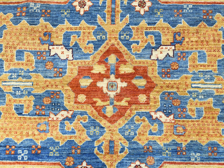 9'0" x 11'9" New Hand Knotted Blue Wool Rectangle Oriental Rug - MOA10282880