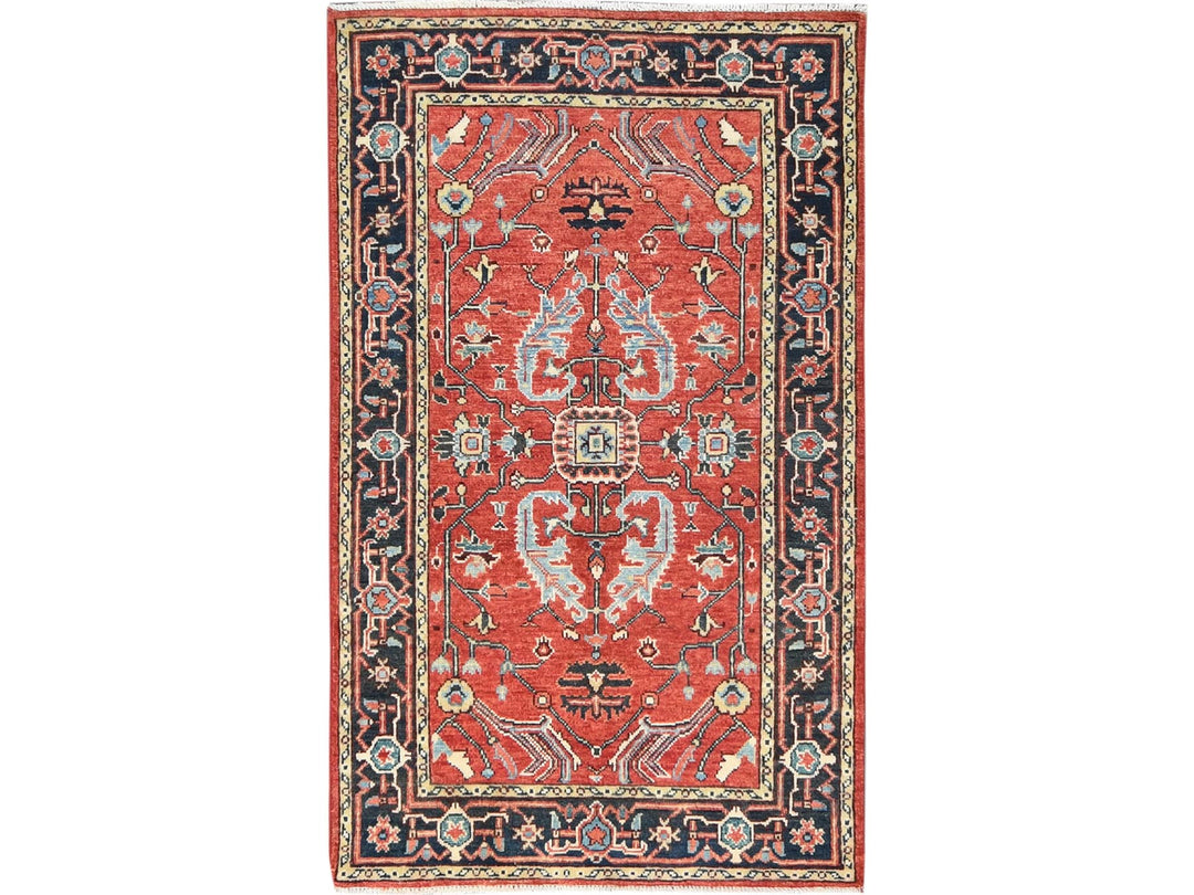 3'0" x 4'10" New Hand Knotted Red Wool Rectangle Oriental Rug - MOA10282917