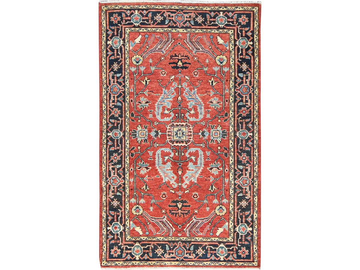 3'0" x 4'10" New Hand Knotted Red Wool Rectangle Oriental Rug - MOA10282917