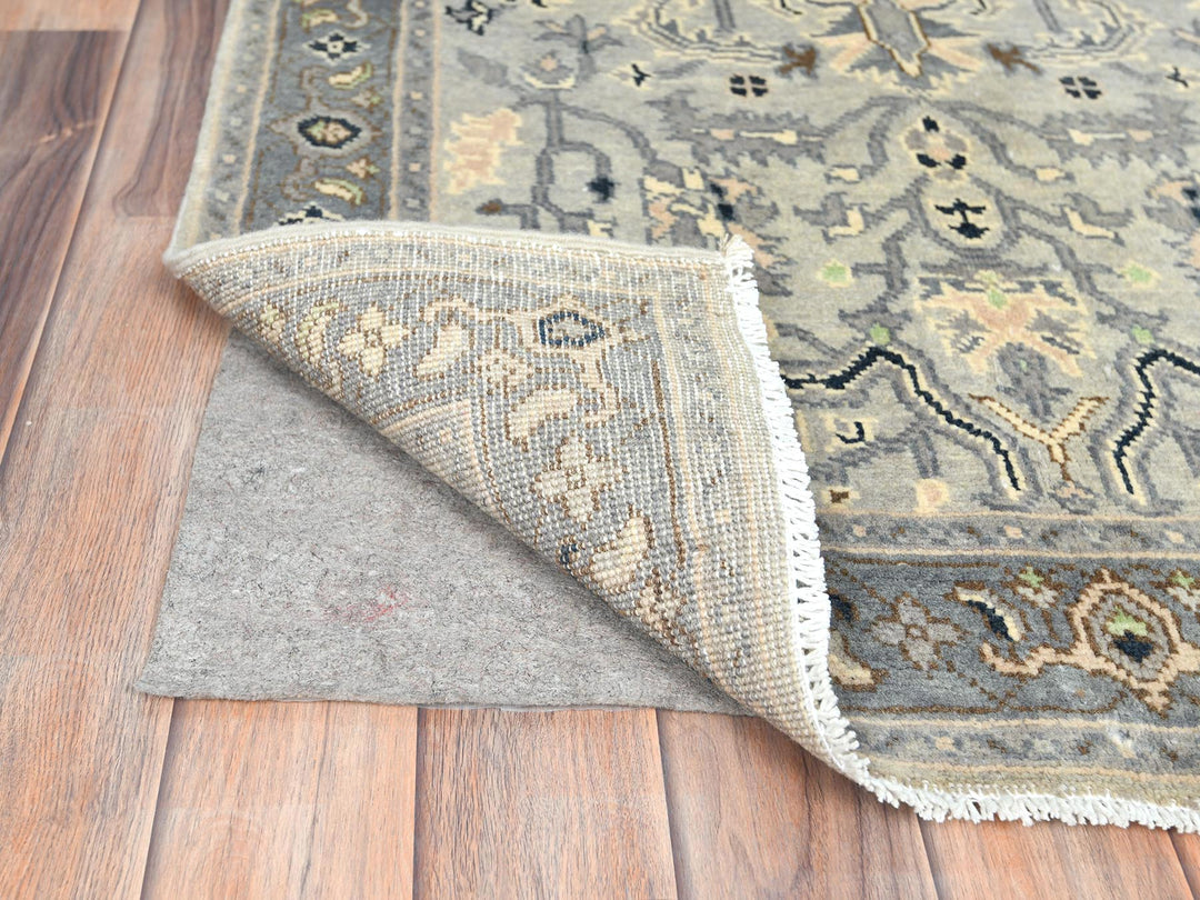 2'10" x 4'10" New Hand Knotted Grey Wool Rectangle Oriental Rug - MOA10282919