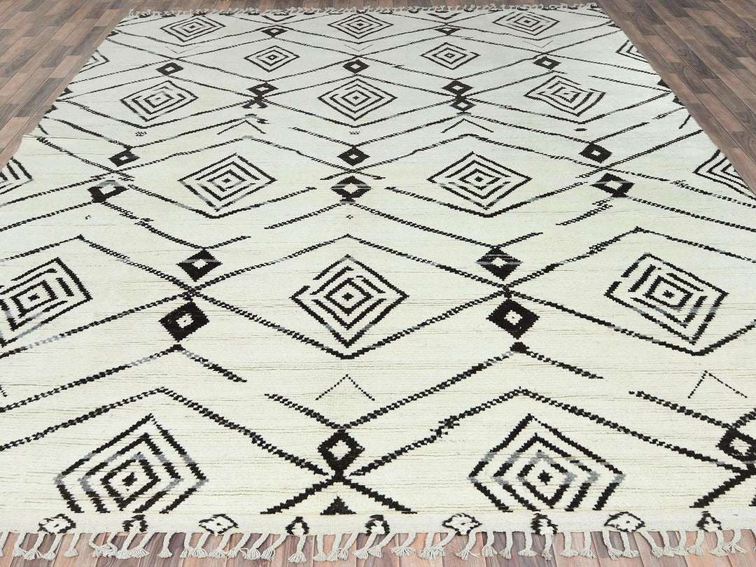 10'0" x 14'4" New Hand Knotted Ivory Wool Rectangle Oriental Rug - MOA10282953