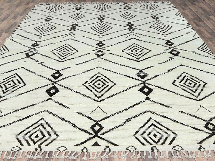 10'0" x 14'4" New Hand Knotted Ivory Wool Rectangle Oriental Rug - MOA10282953