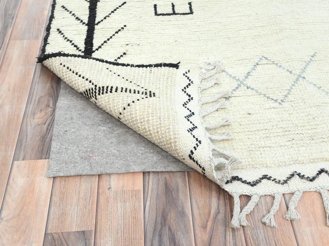 9'3" x 12'6" New Hand Knotted Ivory Wool Rectangle Oriental Rug - MOA10282960
