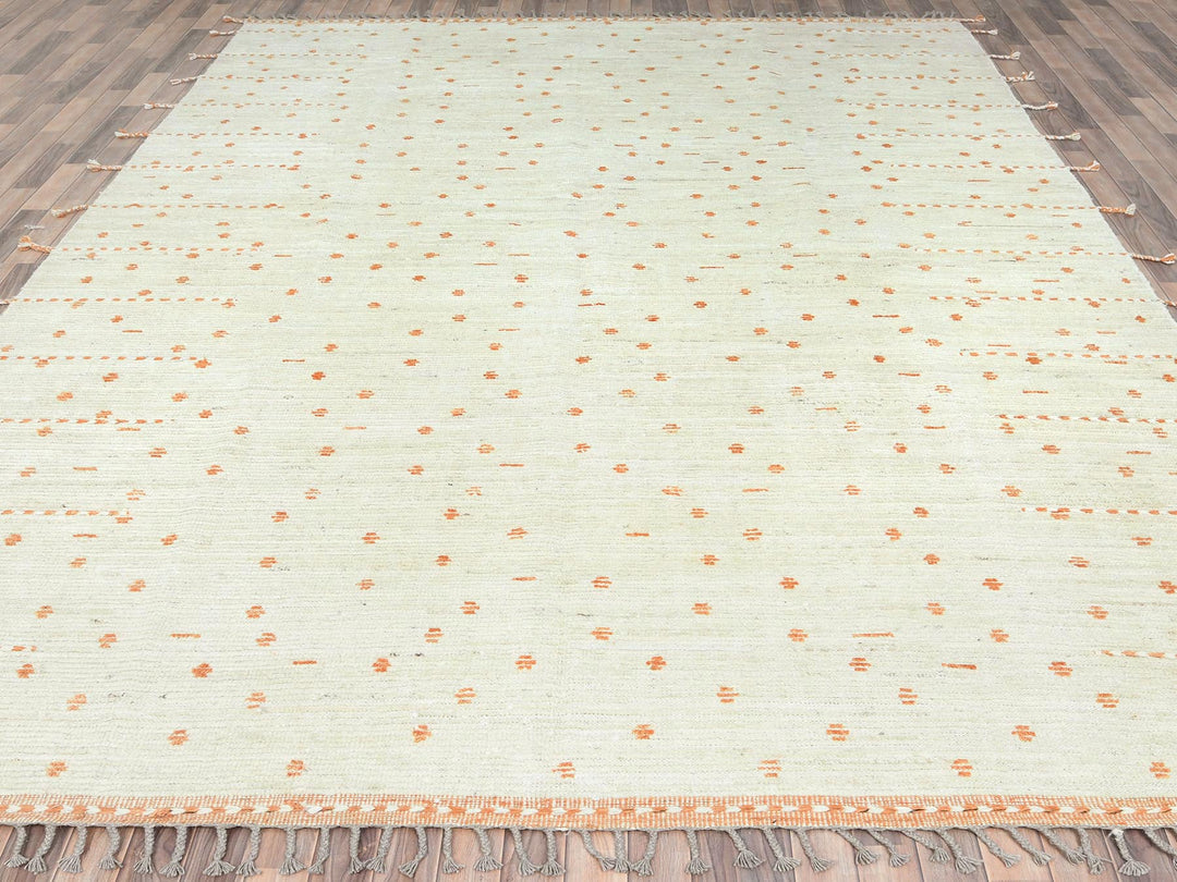 10'0" x 14'4" New Hand Knotted Ivory Wool Rectangle Oriental Rug - MOA10282961