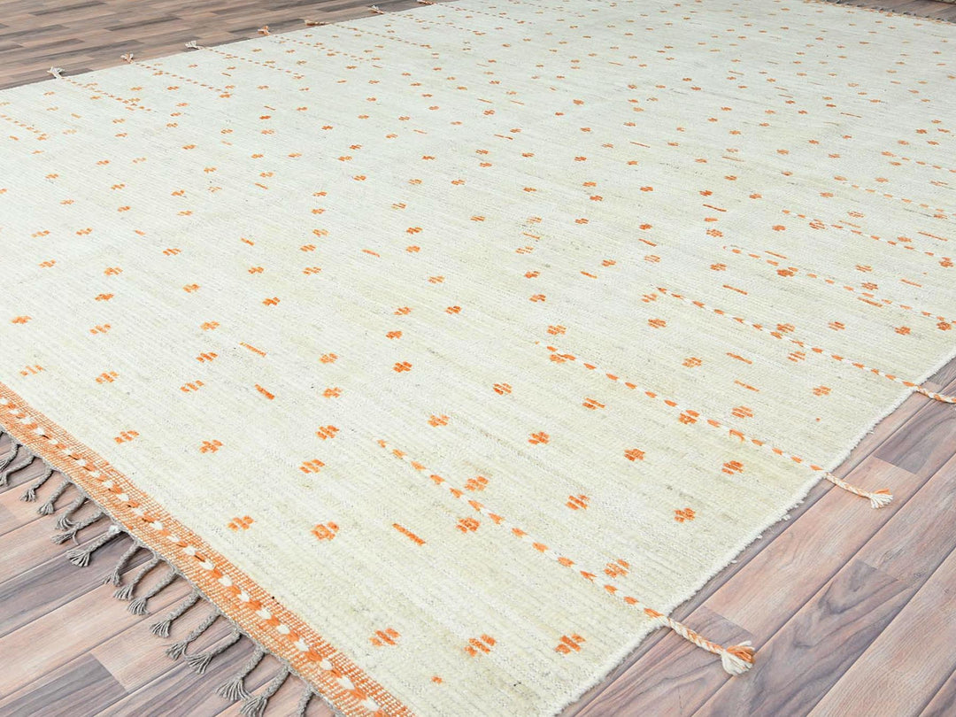 10'0" x 14'4" New Hand Knotted Ivory Wool Rectangle Oriental Rug - MOA10282961