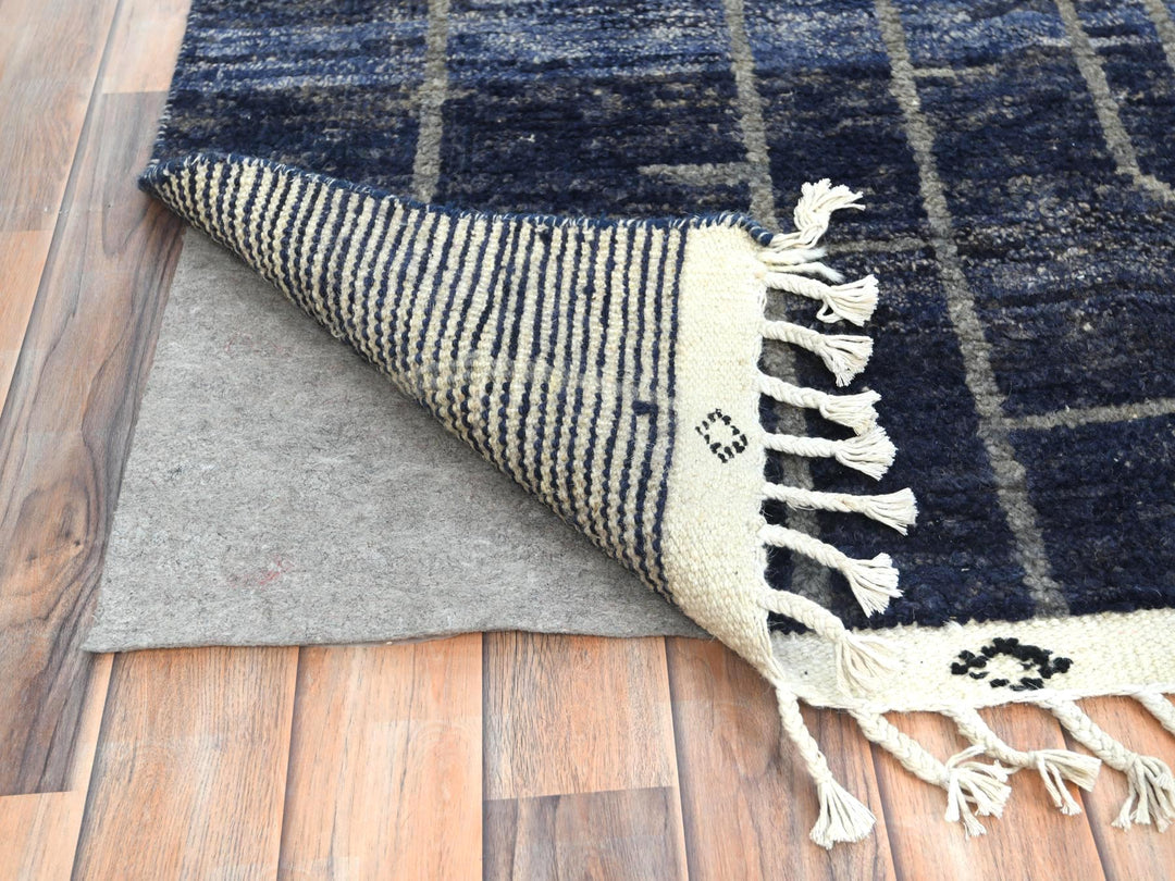 9'0" x 12'5" New Hand Knotted Blue Wool Rectangle Oriental Rug - MOA10282965