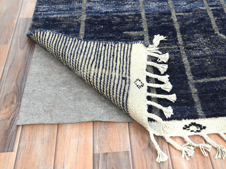 9'0" x 12'5" New Hand Knotted Blue Wool Rectangle Oriental Rug - MOA10282965