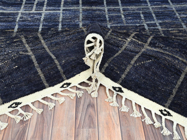 9'0" x 12'5" New Hand Knotted Blue Wool Rectangle Oriental Rug - MOA10282965