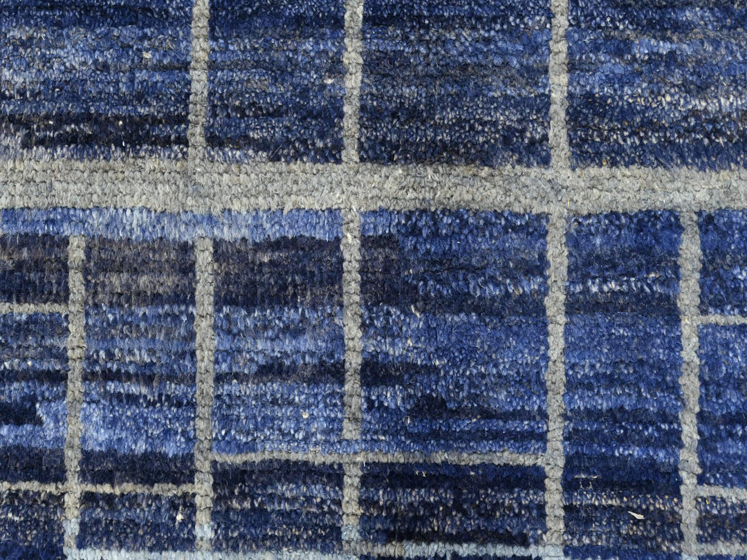9'0" x 12'5" New Hand Knotted Blue Wool Rectangle Oriental Rug - MOA10282965