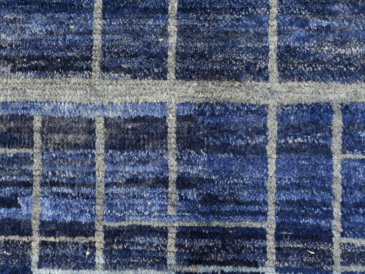 9'0" x 12'5" New Hand Knotted Blue Wool Rectangle Oriental Rug - MOA10282965