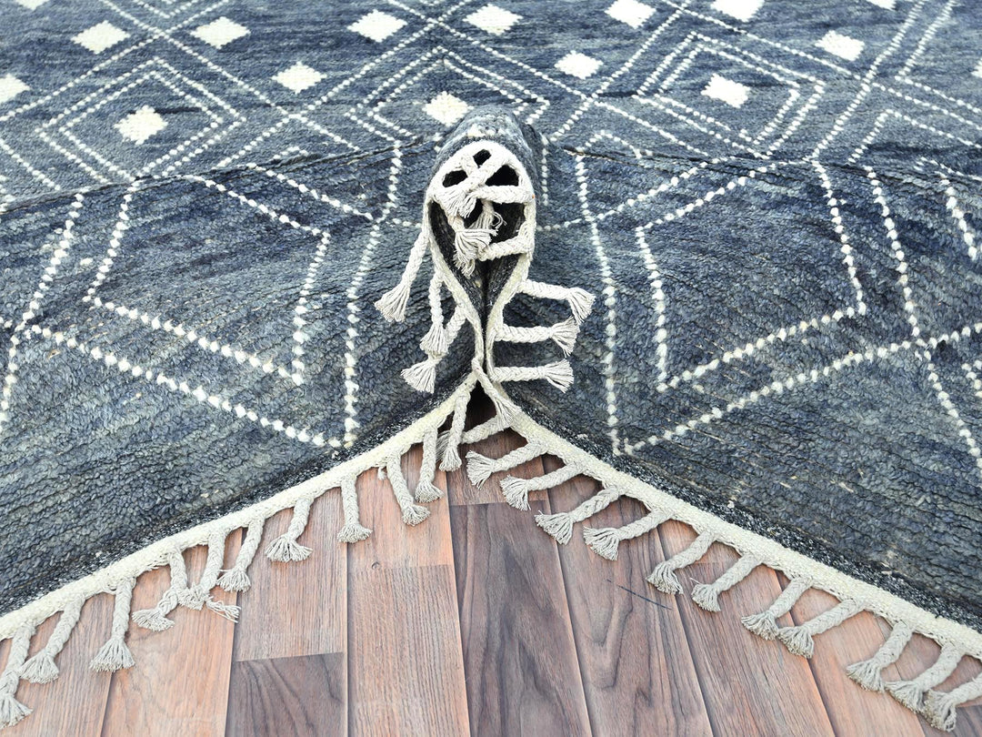 8'0" x 10'8" New Hand Knotted Blue Wool Rectangle Oriental Rug - MOA10282975